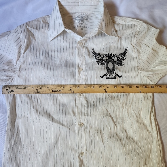 El General 1901 Men's Medium Button Shirt White Half Sleeve Embroidered Western - Picture 7 of 8